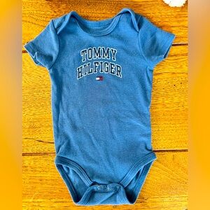 Tommy Hilfiger blue cotton onesie size 3 to 6 months.